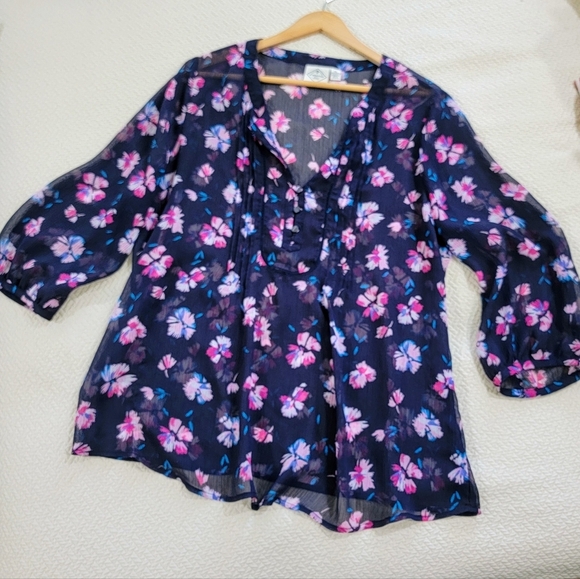 St. John's Bay Floral Sheer Women's Tunic Top Size XL - Picture 13 of 14